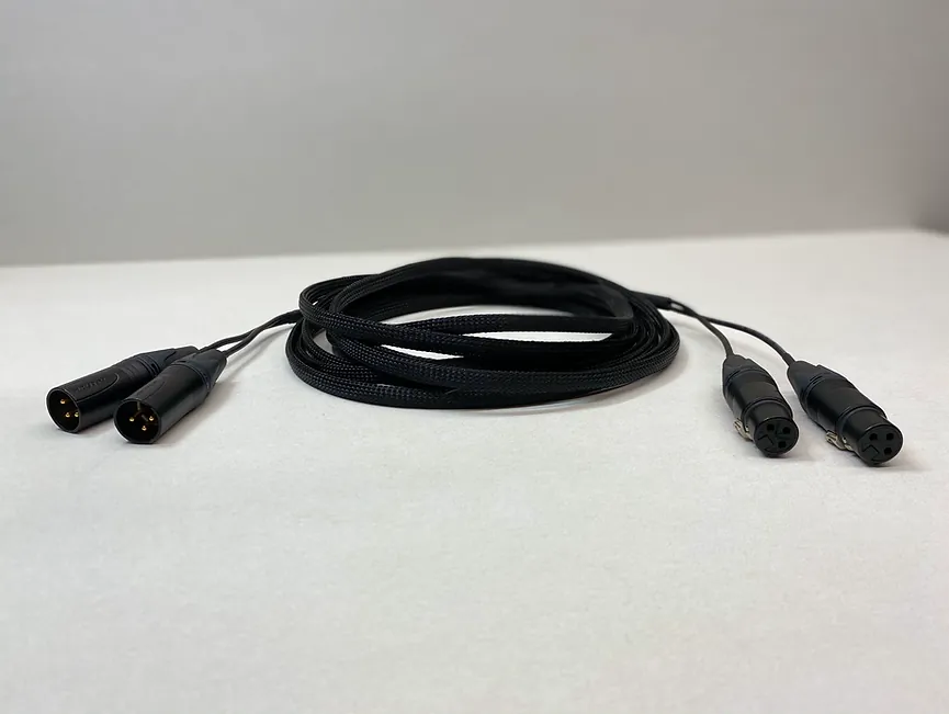 Thin 5 m XLR microphone cables in a nylon braided sleeve
